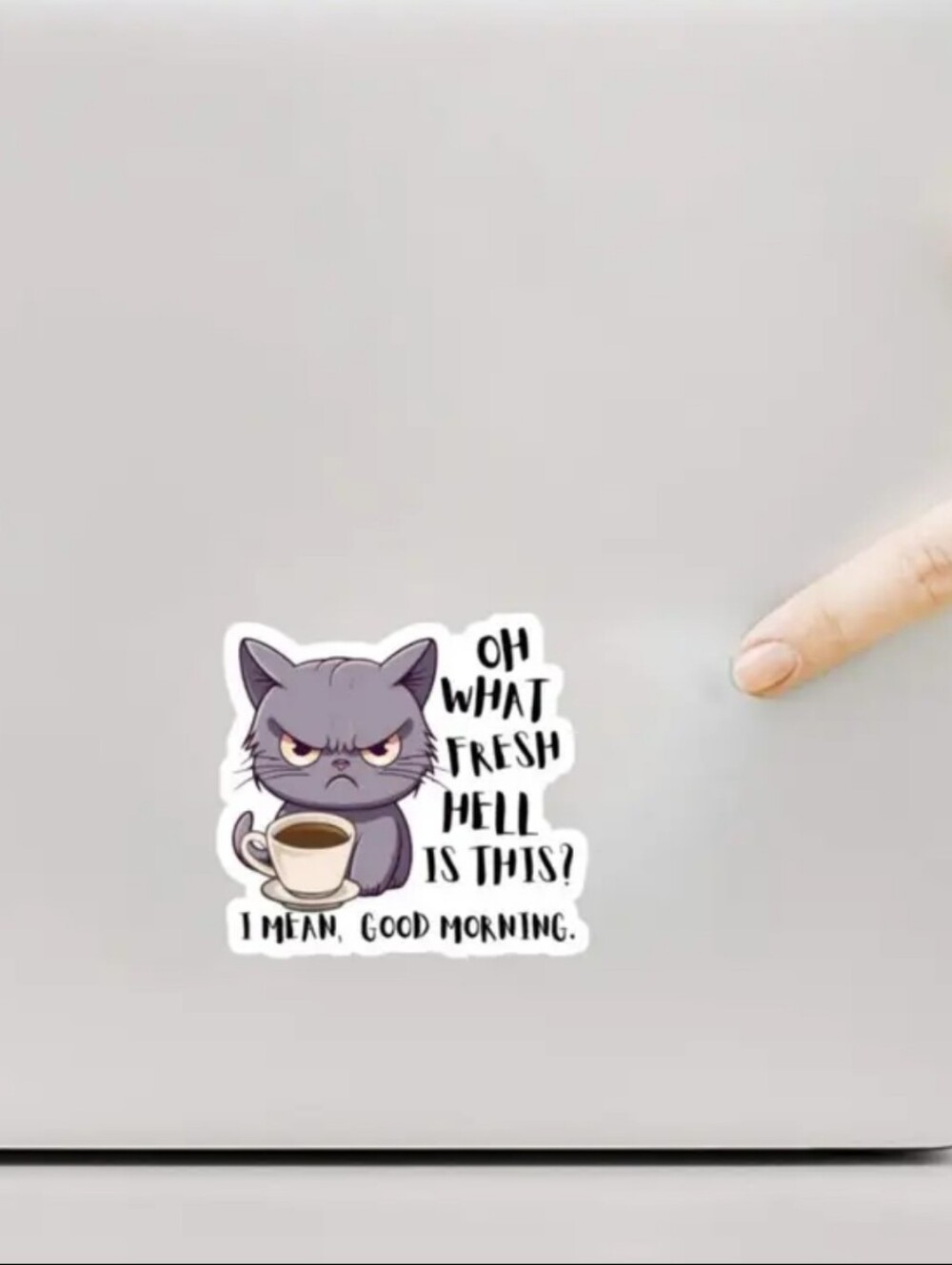 2$ Add On⭐ Oh What Fresh Hell Is This? I Mean, Good Morning. Cat Sticker